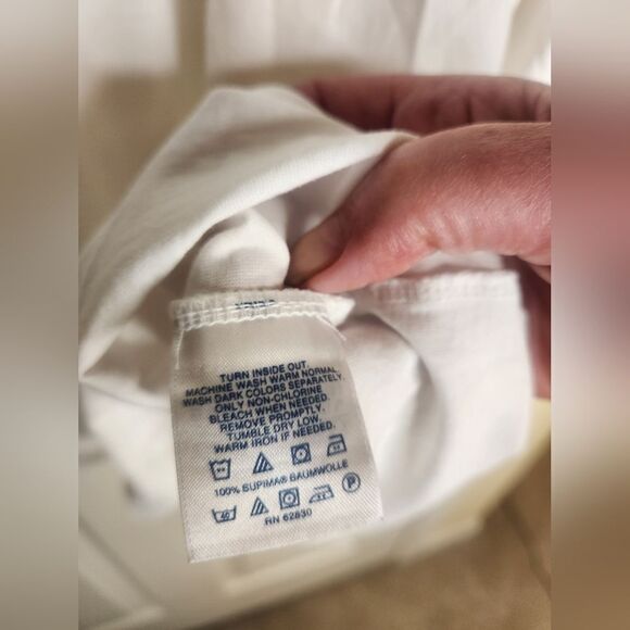 Lands'End 2XL White Relaxed 100% SUPIMA COTTON Lngslvs V-neck Women T-shirt PERU - Picture 7 of 8